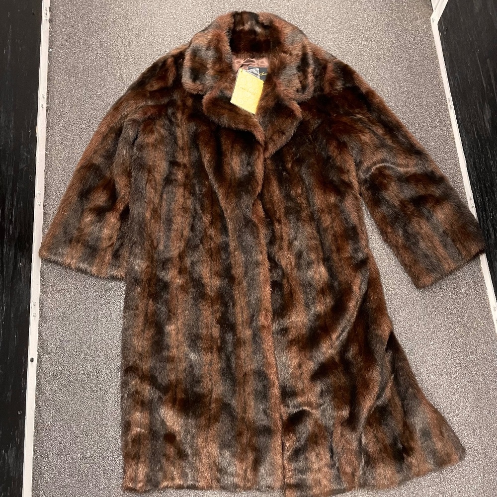Elegant Brown Faux Fur Coat